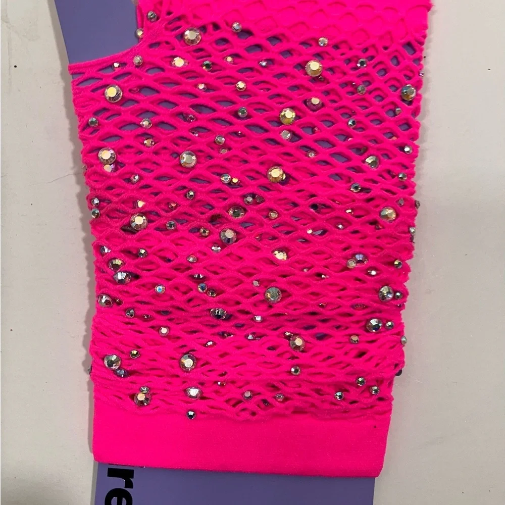Neon Pink Fishnet Fingerless Gloves